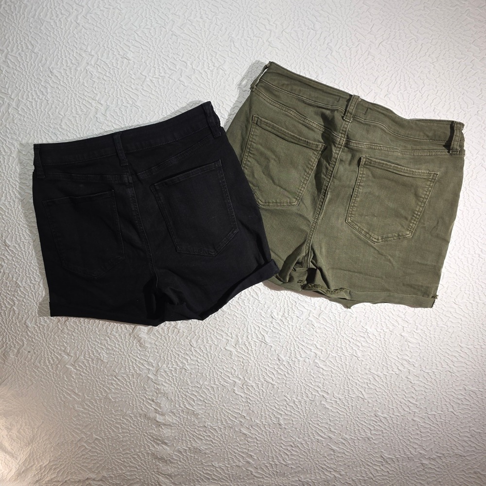 SO Goods For Life Womens High Rise Midi Shorts Bundle Black Olive Green Size 11 - Picture 3 of 9